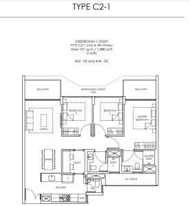 peak-residence-floor-plan-3-bedroom-plus-study-type-c2-1-singapore